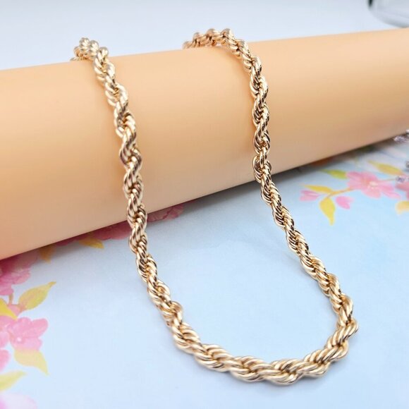 "Bold Rope Style Rose Gold Necklace for Men & Women, 19.7 Inch Length, XPNL0082 - Picture 3 of 12